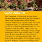 SAUDI-ARABIEN: Reiseziele, historische Orte, Landschaften und Pläne werden beschrieben. Im Hintergrund rote Felslandschaft mit Palmen.