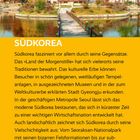 SÜDKOREA: Beschreibung des Landes, Traditionen, kulturelles Erbe, Sehenswürdigkeiten in Seoul und Gyeongju, Landschaften. Im Hintergrund ein traditioneller Pavillon, Wasser, bunte Bäume und Berge.