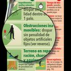 Infos zu Golfregeln. "Obstrucciones inamovibles: dropar sin penalidad..." Aufteilung in erlaubte und nicht erlaubte Aktionen.