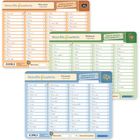 Drei farbige Karten: Natur-, Wald- und Schulwörter. Wörterliste mit Ankreuzfeldern und "Meine Zeit" Feld.