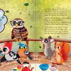 „In diesem Baum, da wohnen wir... das wär mein allergrößter Traum.“ Illustration von Tieren in einem Baum.