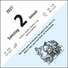 2027, Samstag, 2. Januar. Gregor v. Nazianz, Basilius d. Gr., Dietmar, Adelheid. Illustration von Leuten an einem Tisch.