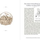 Die weitere Entwicklung unter dem Einfluss von Burg und Dom. Illustration: Ritter auf Pferd, Schriftzug "SCHWERIN", Schloss im Hintergrund.