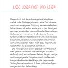 Seite 6, Begrüßung an Leser. Der Text spricht über eine Reise in die 1950er, inspiriert durch Gespräche und Anekdoten.