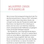 Willkommen zurück im Plauderclub. Einführung in den Plauderclub des Seniorenwohnheims "Haus am Park".