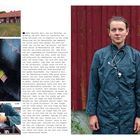 Text: "RIKE Die Tierärztin." Eine Frau steht vor einer roten Wand, trägt einen blauen Kittel und ein Stethoskop. Links Bilder von Tieren.