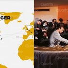 "Goldfinger" 1964, Fort Knox, Washington, Miami, London, Schweiz, Karte. Rechts: Mann neben Frau auf Bett, viele Fotografen.