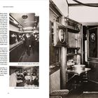 **Text:**   
Links oben: „Art-déco-Wagen. Nach dem Ersten Weltkrieg...“  
Unteres Bild: „Speiseraum in einem Pullman-Wagen der 1930er-Jahre“  
Rechts: historische Innenräume mit Holzverkleidung.