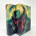 Zwei Bücher mit dem Titel "The Sea Spinner" von Julie Johnson zeigen farbenfrohe, mystische Vogelillustrationen.