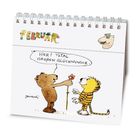 "Hier! Total großen Glückwunsch." Ein Bär reicht einem Tiger eine Blume. Oben der Schriftzug "Februar".