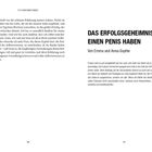 Linke Seite: "IT’S A RICH MAN’S WORLD." Text über Mutterschaft und Selbstvertrauen. Rechte Seite: "DAS ERFOLGSGEHEIMNIS? EINEN PENIS HABEN." Von Emma und Anna-Sophie. Text über Frauen und Karriere. Seitenzahlen 100 und 101.