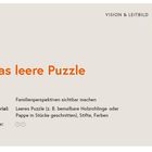 "Das leere Puzzle" ist der Titel. Ziel: Familienperspektiven sichtbar machen. Enthält ein Sonnenlogo oben rechts.