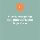Text: "1. Stress verstehen und ihm wirksam begegnen" auf mintgrünem Hintergrund, orangefarbene Markierung oben.