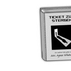 Buchtitel: "TICKET ZUM STERBEN". Autor: "Mrs. Agnes Whitstable". Illustration: Figur im Schatten einer Bombe.