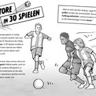 "56 Tore in 30 Spielen" steht groß. Darunter spielen drei Kinder Fußball. Einer trägt ein Barcelona-Trikot.