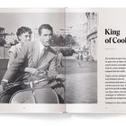 "King of Cool. Text by Sapio Eictatur." Links sieht man zwei Personen auf einem Vespa-Roller in einer Stadt.