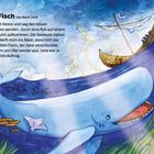 „Jona und der große Fisch“. Ein riesiger blauer Wal mit geöffnetem Maul schwimmt im Meer.