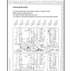 abwechslungsreich  
Unterschiede finden.  
Suche 8 Fehler im unteren Bild und male für jeden eine Eule aus.  
Illustration mit Bäumen und einem Waldweg.