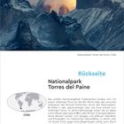 Vorderseite 4 Januar Montag. Rückseite Nationalpark Torres del Paine. Bild: Berglandschaft bei Sonnenuntergang.