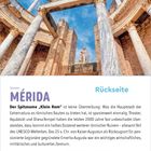 Vorderseite: 3 Februar, Mittwoch. MÉRIDA. Rückseite: Der Spitzname „Klein Rom“ ist keine Übertreibung.