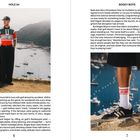 Seite 6: Ein Mann in farbigem Polo am Meer.  
Seite 7: Beine in kurzen Hosen, "BOGEY" Socken und Sneakers.