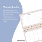 Wandkalender mit Format 29 x 12,5 cm, 57 Seiten, Spiralbindung, Monats- und Jahresübersichten, Woche auf einen Blick.