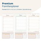 Text: Premium Familienplaner. Format B 29 × H 61 cm | 13 Seiten | Spiralbindung. 
Kalenderblätter für Januar, Februar, März.