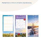 Format B 22 x H 48 cm | 14 Seiten | Spiralbindung. Familienplaner 2027, Leben bunter. Weihnachtsbild mit Baum im Schnee.