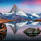 Matterhorn - 4.478 m (Schweiz/Italien). Kalender mit Berg und Spiegelung im See.