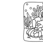 Keine erkennbaren Texte. Eine Illustration mit einer Figur auf einer Muschel, trägt Kopfhörer, umgeben von Wasserpflanzen.
