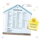 Text "Schulferien 2027", "inklusive Schulferien", "Schöne Ferien!". Liste mit Ferienzeiten, Post-it mit Sonne.