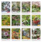 Kalender mit Monatsnamen: Januar bis Dezember. Fotos von Gärten passend zu den jeweiligen Monaten.