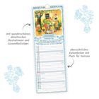 Text: "mit wunderschönen, detailreichen Illustrationen und Gesundheitstipps", "übersichtliches Kalendarium mit Platz für Notizen", "SEPTEMBER", "Großmutters Tipp: [...] Blüten erneut tragen." Illustration: Garten mit Erntekorb.