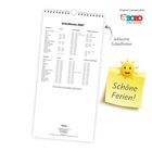 Schulferien 2027 Kalender mit Ferienzeiten für die Bundesländer und einem gelben Post-it mit "Schöne Ferien!" und Sonne.