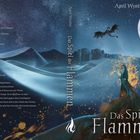 "Verzweiflung so tief wie der Ozean, Hoffnung... Das Spiel der Flammen. ©-Text verworfen." Nächtliche Wüstenlandschaft mit Drache.