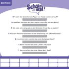 "Schätz mal!" ist prominent oben. Darunter sieben Fragen zur Gaming-Geschichte. Unten Platz für Name und Punkte.