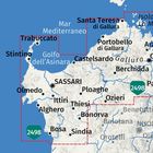 Straßennummer: 2498, Orte: Sassari, Olbia, Alghero. Kartendarstellung von Nord-Sardinien im Mittelmeer.