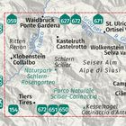 Karte mit Ortsnamen: Waidbruck, Kastelruth, Wolkenstein. Flüsse: Eisack, Grönder Bach, R. Gardena. Naturpark markiert.