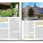 Linke Seite: Text über Zittau mit Überschrift "Los geht’s in Zittau". Rechte Seite: Bild der Altstadt von Görlitz mit bunten Gebäuden und Cafe.