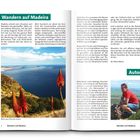 "Ich beschreibe die Texte auf einer Doppelseite aus einem Buch über Wandern auf Madeira. Links eine Beschreibung der Insel, ihrer Landschaft und Kontraste zwischen Kultur und Natur. Unten ein Bild mit Blick vom Pico do Facho. Rechts eine Vorstellung des Autors, Peter Mertz, mit einem Foto und seiner Biografie."