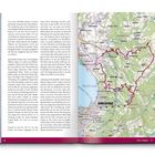 Auf der linken Seite steht Text über eine Wanderung. Rechts ist eine Landkarte mit Bregenz und Umgebung, hervorgehobene Route.