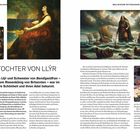 Titel der Seite: Branwen, Tochter von Llŷr. Mehrere Gemälde zeigen mythologische Szenen und Figuren aus walisischer Mythologie.