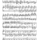 Notenblätter mit Klavierstimmen und dynamischen Bezeichnungen wie "f", "p", "crescendo". Viele Notenzeilen und Takte.