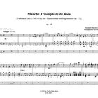 "Marche Triomphale de Ries", Allegro, op. 14. Notenblätter mit musikalischen Symbolen und zwei Stimmen: Man. und Ped.