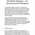 Kapitel 4: Die Idioten-Typologie von Besserwisser bis Dramaqueen. Einführung in typische Idiotenmuster. Der Besserwisser.