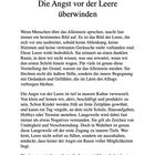 "2 Die Angst vor der Leere überwinden. Text über die Bedrohung und Angst vor Leere und ihre kulturelle Verwurzelung."