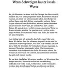 2. Wenn Schweigen lauter ist als Worte. Der Text beschreibt Momente des unausgesprochenen Schweigens und emotionaler Distanz.