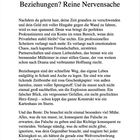 Kapitel 3: "Beziehungen? Reine Nervensache". Text behandelt Missgeschicke und Probleme in Beziehungen.
