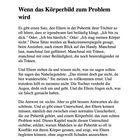 Kapitel 2: Wenn das Körperbild zum Problem wird. Text über Körperwahrnehmung und Eltern-Kind-Kommunikation in der Pubertät.