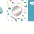 Text: "Little baby, Little baby, where are you?", "There you are!", "How do you do?". Illustration: Pinguin, Spiegel, Schneeflocken.